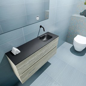 Mondiaz Ada 100cm toiletmeubel light brown grey met wastafel urban rechts zonder kraangat