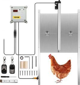 VEVOR Automatische Kippendeur 66 W Kippenhok Deuropener 30 x 30 cm Kippenhok Automatische Deur Gemaakt van Aluminiumlegering en ABS met Tijdregelaar voor Alle Standaard Kippenrassen Kippen en Eenden