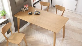 ROXY Onderstel naturel eik, 150cm/80cm - RETRO KEUKEN-/DININGTAFEL - rechthoekige houten tafel