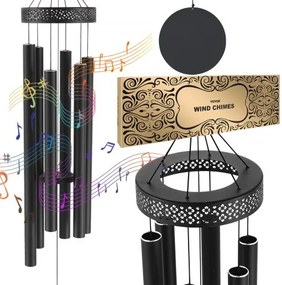 VEVOR Buitenwindgong, 58 inch Diepe Toon Windgong met 6 Buizen, Unieke Grote Windgong ter Herdenking van een Jubileum, Geweldige Buitendecoratie voor Uw Terras, Veranda, Tuin en Achtertuin, Zwart