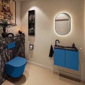 Mondiaz Ture DLux toiletmeubel 60cm jeans met wastafel lava links met kraangat