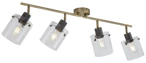 Design plafondspot brons met helder glas 4-lichts - Domo