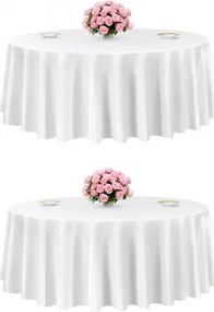 VEVOR 2 stuks ronde tafelkleden, 3048 mm, kreukvrij tafelkleedbeschermer, machinewasbaar polyester tafelkleed voor feesten, bruiloften, banketten, formele evenementen, wit
