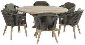 4 Seasons Outdoor Santander eetset met louvre tafel 160 cm  Tuinset    antraciet weerbestendig