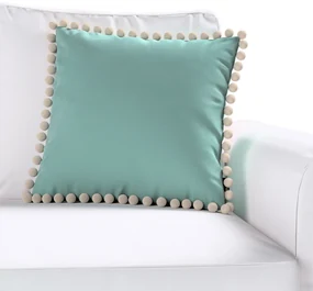 Dekoria Kussenhoes Wera met pompons, mintgroen 45 x 45 cm