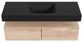Zaro Alan badmeubel 130cm washed oak 2 lades met vrijhangende wastafel cloud midden zonder kraangat urban