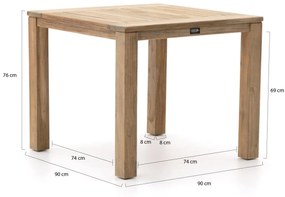 Intenso Parma/ROUGH-S 90cm dining tuinset 5-delig stapelbaar