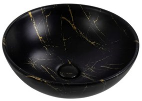 Sanigoods Marmora waskom zwart/goud marmer look