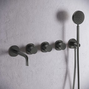 Saniclear Plus Curved inbouw badkraan met 20cm uitloop verouderd ijzer - gunmetal