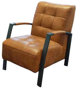 Industriële fauteuil Elba | lederlook Missouri cognac 03 | 61 cm breed