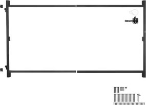 VEVOR poortset geschikt voor openingen van 152 tot 243 cm breed, verstelbare poortframeset (119 cm hoog) van ijzer, doorhangbestendige poortframeset met nachtschootslot en schroeven, voor houten schuttingen