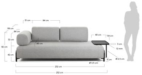 Kave Home Compo Design 3-zits Bank Met Tafeltje Lichtgrijs