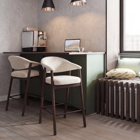 GARDA crème beige (stof Harmony 110) / eiken dark espresso - GESTOFFEERDE BARKRUK VOOR KEUKEN/BAR