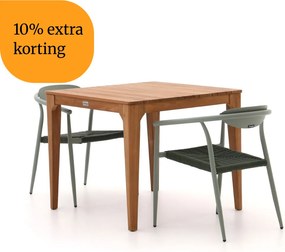 + 10% kassakorting | Diningset Manifesto | 2 personen teakhout | Tuinset stapelbaar | 3-delig | Kees Smit Tuinmeubelen