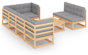 vidaXL 8-delige Loungeset met kussens massief grenenhout