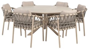 Taste by 4 Seasons Piacenza tuinset latte met Prado tafel met keramisch blad Ø 160 cm SALE Tuinset beige weerbestendig