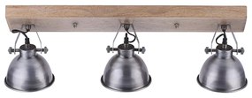 Industriële plafondlamp grijs met hout 3-lichts - Samia Industriele / Industrie / Industrial E14 Binnenverlichting Lamp