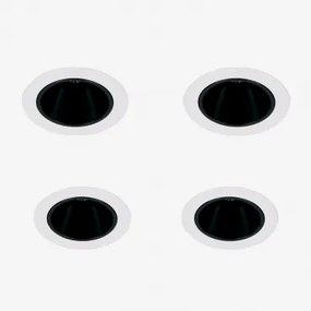 Pack Van 4 Inbouw Led-downlights Met Ronde Frames Ø7 Cm In Aluminium Luisiana Warm Wit 2700k & Wit – Zwart & 8 W & 38º - Sklum