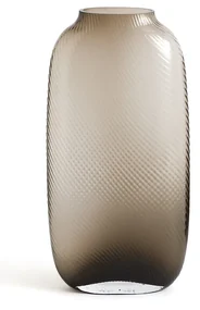 Vaas in geribbeld smoked glas H30,5 cm, Anadia