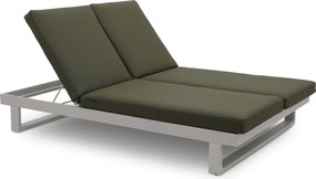 Lifestyle Garden Furniture Massimo Ligbed Met Kussen Wit/moss Green Aluminium Wit