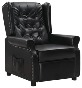 vidaXL Fauteuil verstelbaar glanzend kunstleer zwart