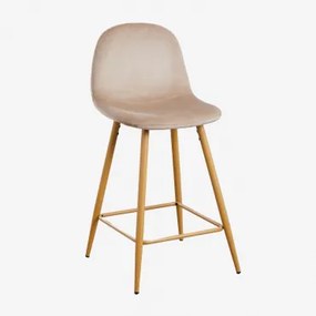 Set Van 2 Hoge Krukken Van Glamm-fluweel Bruin - Tarwe & Natuurlijk Hout & ↑65 Cm - Sklum