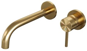 Brauer Gold Edition Wastafelmengkraan inbouw - gebogen uitloop links - hendel lang smal - model A 1 - PVD - geborsteld goud 5-GG-004