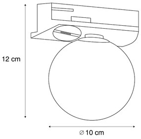 Moderne plafondlamp zwart met wit glas voor railsysteem 1-fase - Iconic Perle
