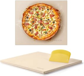 VEVOR Pizzasteen Baksteen 406 x 355 mm, rechthoekige cordieriet pizzasteen, grote steenplaat met schraper, 1,5 cm dik, hittebestendig, geschikt voor keukenovens, broodbakken, pizzabakken en grillen