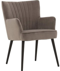 Goossens Eetkamerstoel Rob grijs velvet stof met armleuning, urban industrieel