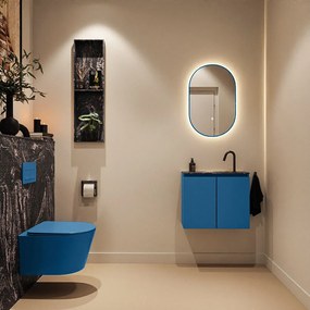 Mondiaz Ture DLux toiletmeubel 60cm jeans met wastafel lava midden met kraangat