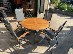 Hartman Napoli/South Wales ronde verstelbare aluminium tuinset Ø120 cm. - Teak