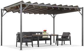 Antraciet Paros terraspergola 3x4m met muggengaas Tuinpunt