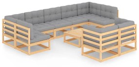 vidaXL 10-delige Loungeset met kussens massief grenenhout