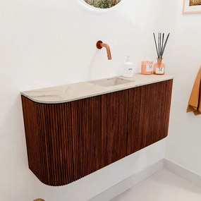 Mondiaz Joya DLux 95cm toiletmeubel ronding links/rechts ruby met wastafel faye midden zonder kraangat frappe