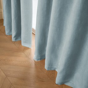 Verduisteringsgordijn van gewassen linnen, leren lussen, Private