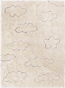 Handgeweven kindervloerkleed Clouds met hoog-laag effect, wasbaar