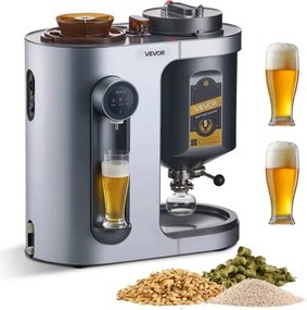 VEVOR Automatisch Bierbrouwsysteem 13 L, 1500 W Bierbrouwmachine, Alles-in-één Thuisbrouwsysteem met Maisch- en Kookinrichting, Binnentank van 304 Roestvrij Staal, Zelf Bier Brouwen