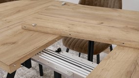 Mazzoni EXPANSO Artisan Eiken / zwarte poten - OVALE UITSCHUIFTAFEL 160-360 cm VOOR 16-18 PERSONEN