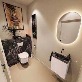 MONDIAZ TURE-DLUX 40cm toiletmeubel Rosee. EDEN wastafel Lava positie midden. Zonder kraangat. TUREDX40ROSM0LAV