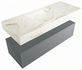 Mondiaz Alan DLux badmeubel 120cm plata 1 lade met wastafel frappe midden zonder kraangat