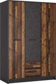Kledingkast Tolsone 101, Donker hout, Matera grijs, 196x128x60cm, 155.8 kg, Kledingkast deuren: Met scharnieren