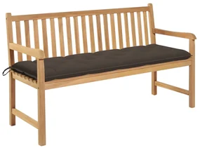 vidaXL Tuinbank met taupe kussen 150 cm massief teakhout