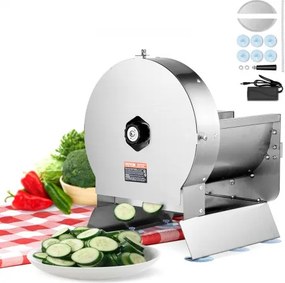VEVOR Elektrische groentesnijder, 0-12 mm dikte, instelbare commerciële snijmachine, handmatige roestvrijstalen voedselsnijder, snijmachine, voor aardappelen, citroenen, tomaten, appels