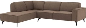 Goossens Hoekbank Hercules bruin, microvezel, 3-zits, modern design met ligelement links