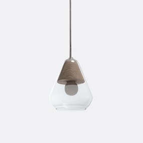 Hanglamp in glas en houtØ14 cm, Nasoa