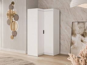 Hoekkledingkast Novduni 116, Wit, 191x98x98cm, 100 kg, Kledingkast deuren: Met scharnieren