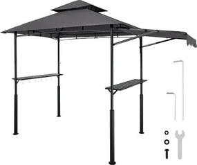 VEVOR BBQ Gazebo, 2430x1500x500mm, Grillluifel Buitengrill, 2-laags BBQ Gazebo Luifel, Dubbel Dak Tuingazebo met Verstevigde Steunpoten &amp; Luifel, voor Terras, Tuin &amp; Tuin