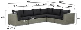 Hoek loungeset  Wicker Grijs 6 personen Garden Collections Toronto