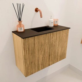 Mondiaz Joya 60cm toiletmeubel oak met wastafel faye midden zonder kraangat urban